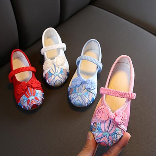Girls hanfu fairy drama cosplay chinese folk dance embroidered shoes soft soles comfortable shoes